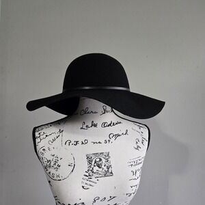 A New Day Womens 100% Wool‎ Floppy Ranchers Hat Black Whimsigoth Boho  OS